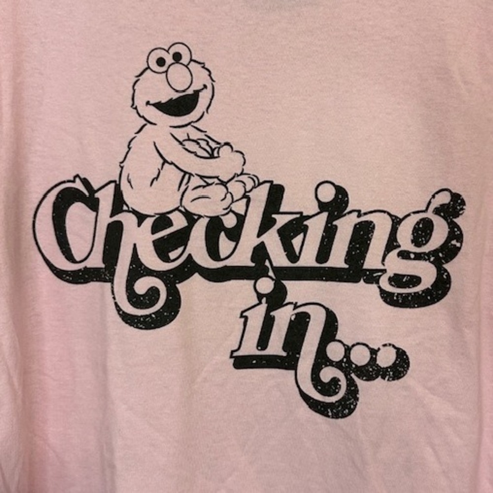 Sesame Street Elmo Checking in Men's Light Pink‎ Cotton T-shirt 2X NWOT